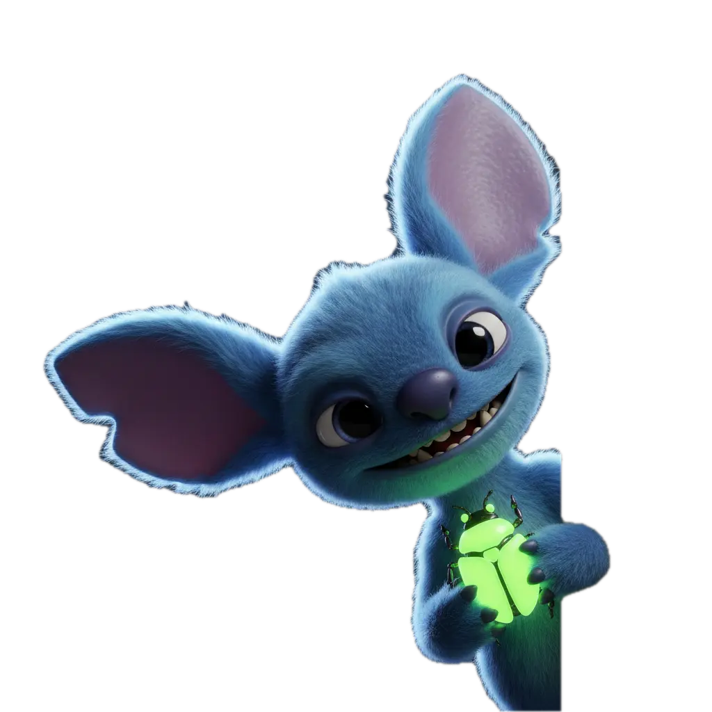 Stitch holding a bug